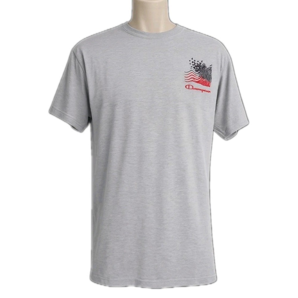 Champion Mens Heather Gray Graphic Logo T-Shirt Size M Y2K
